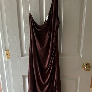 Elegant Brown Draped Dress